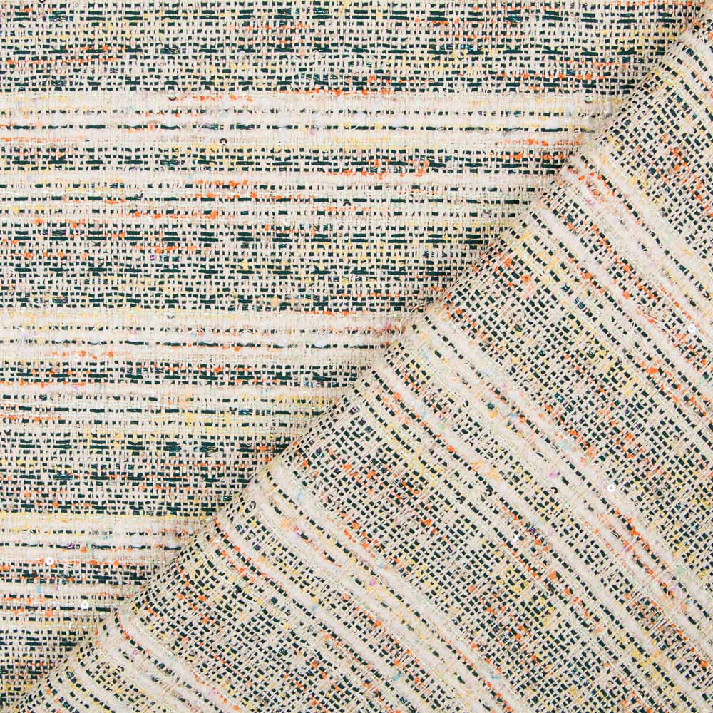 Tweed gestreiftes flaschengrünes Lamé - Ribes y Casals