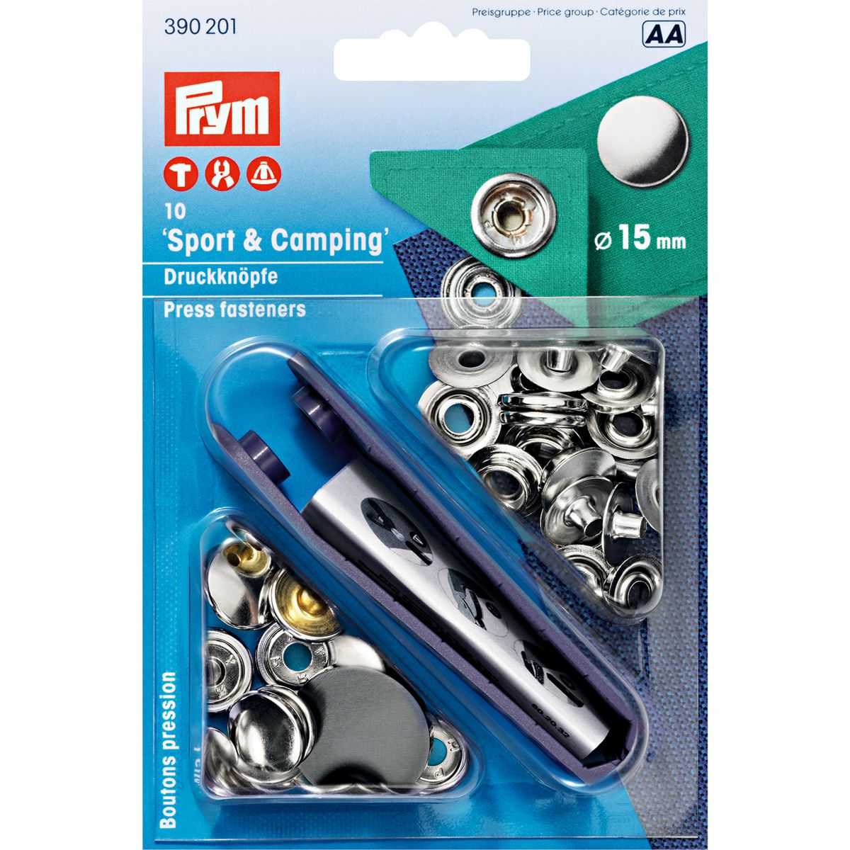 Druckknöpfe "Sport" 15mm Prym 390201 - Ribes y Casals