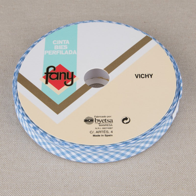 Vichy Bias Tape Hellblau 18mm - Ribes y Casals