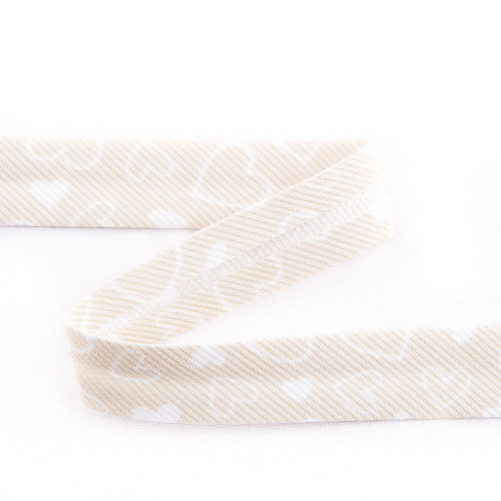 Bias Tape Beige Herzen 18 mm - Ribes y Casals