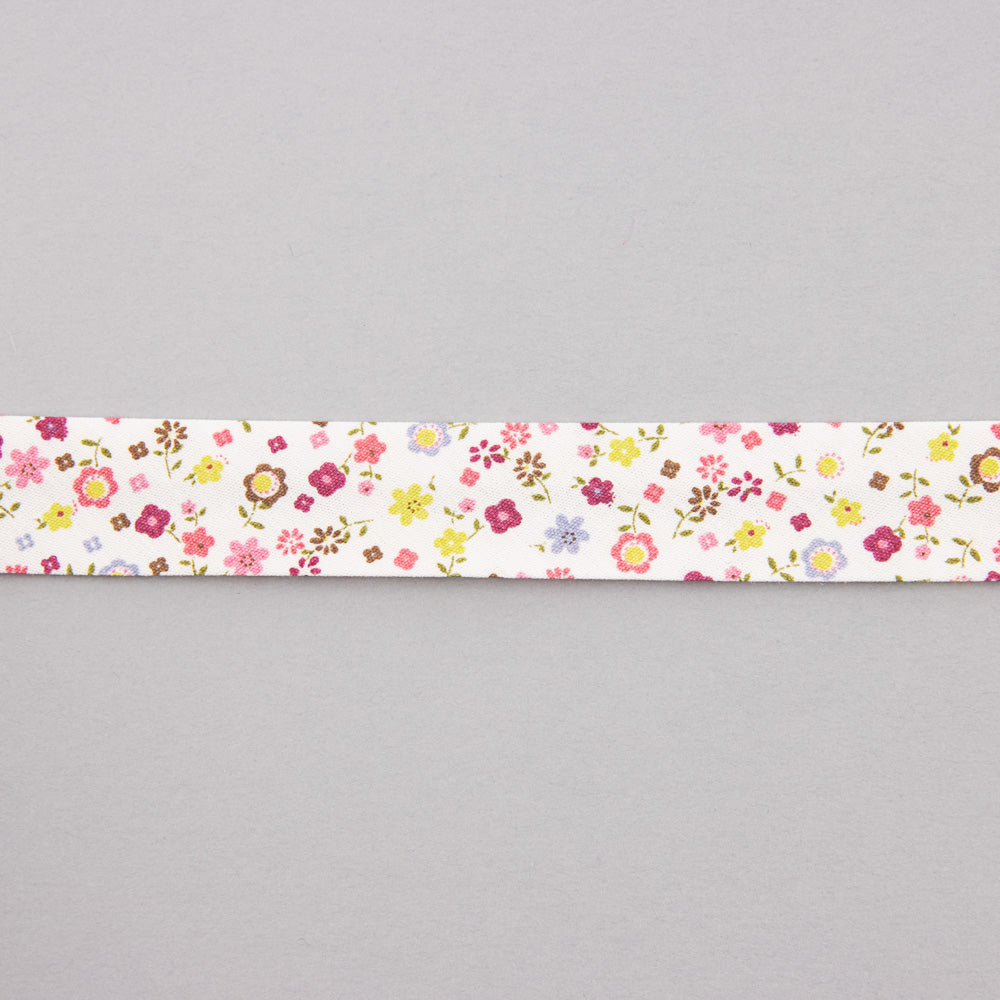 Fuchsia Flower Bias Tape 18 mm - Ribes y Casals