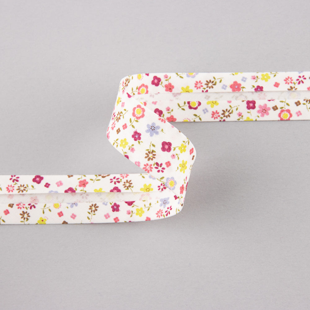 Fuchsia Flower Bias Tape 18 mm - Ribes y Casals