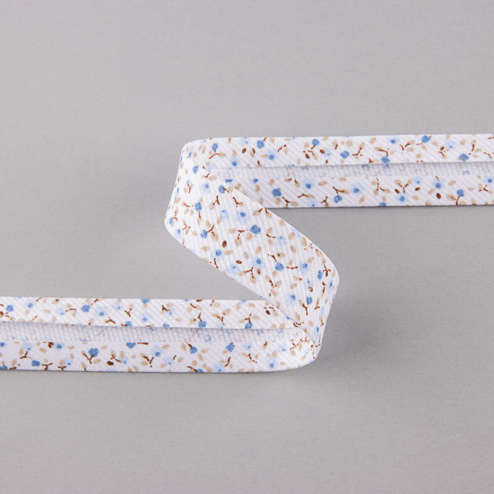 Bias Tape Blumen Blau 18 mm - Ribes y Casals