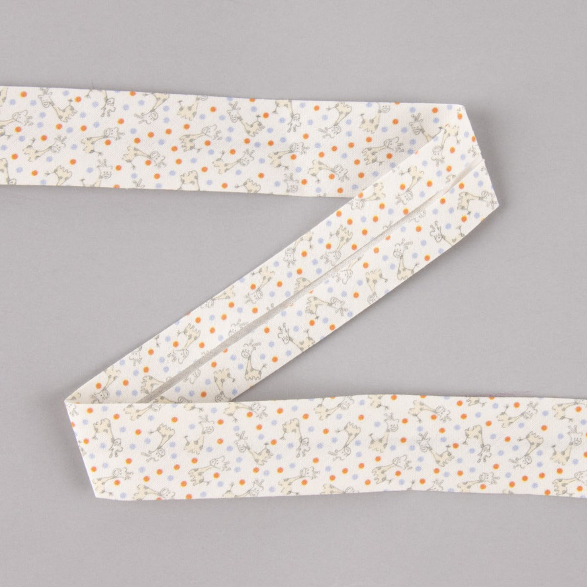 Bias Tape Giraffen Blau-Koralle 30mm - Ribes y Casals