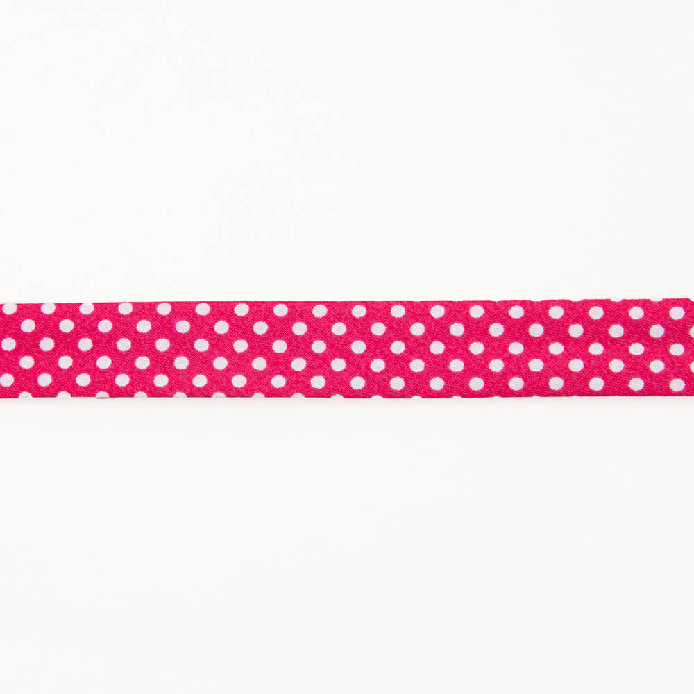 Fuchsia Bias Tape Polka Dots 18mm - Ribes y Casals