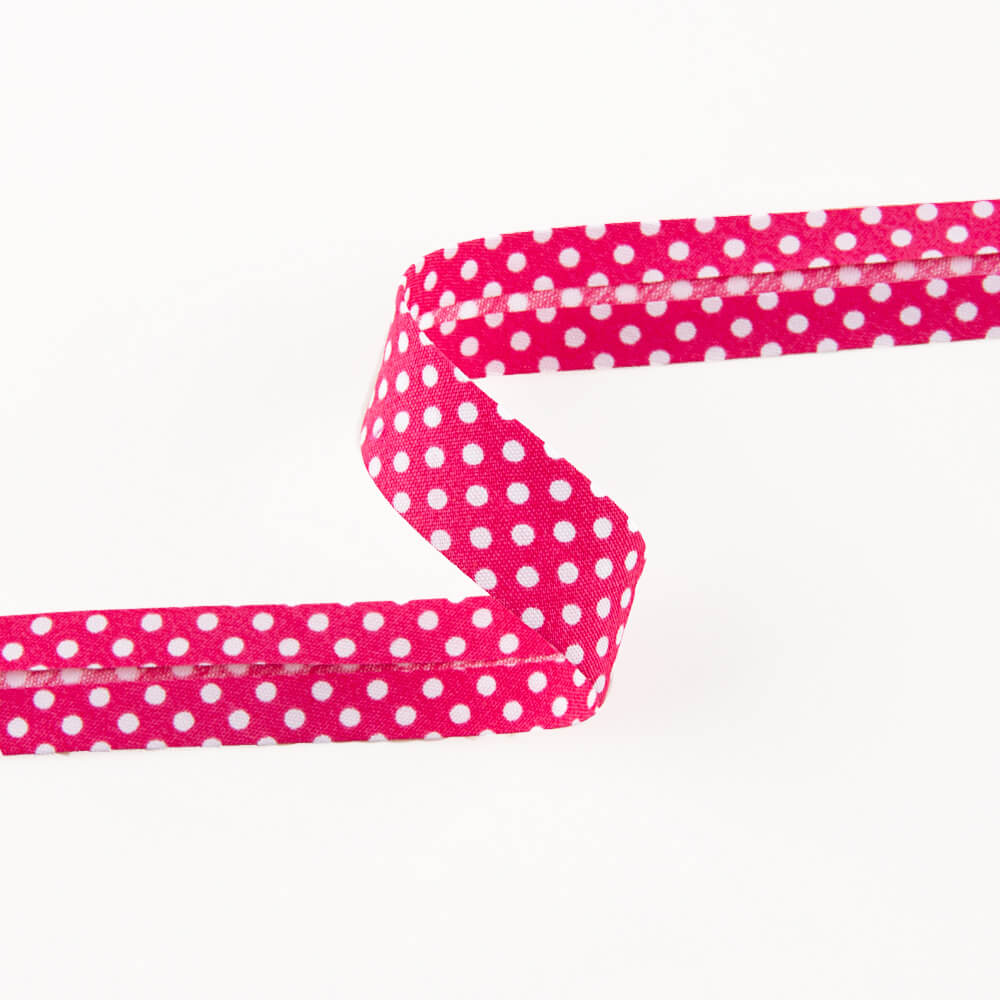 Fuchsia Bias Tape Polka Dots 18mm - Ribes y Casals