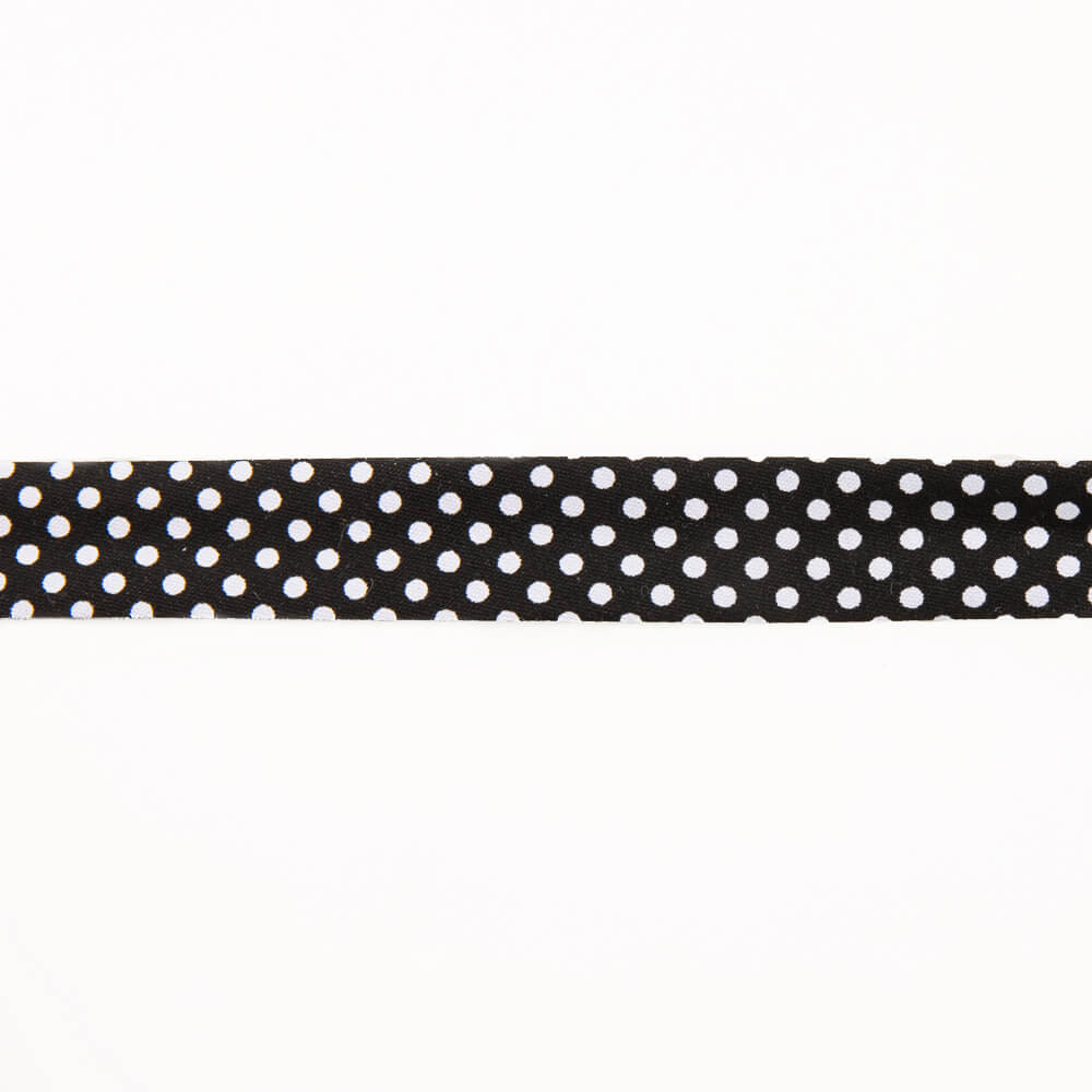 Bias Tape Polka Dots Schwarz 18mm - Ribes y Casals
