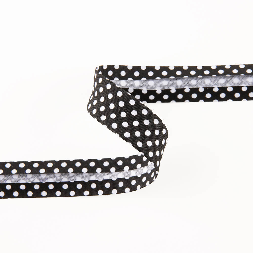 Bias Tape Polka Dots Schwarz 18mm - Ribes y Casals