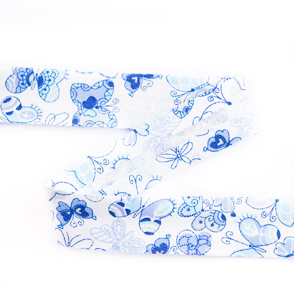 Bias Tape Schmetterlinge Blau 18 mm - Ribes y Casals
