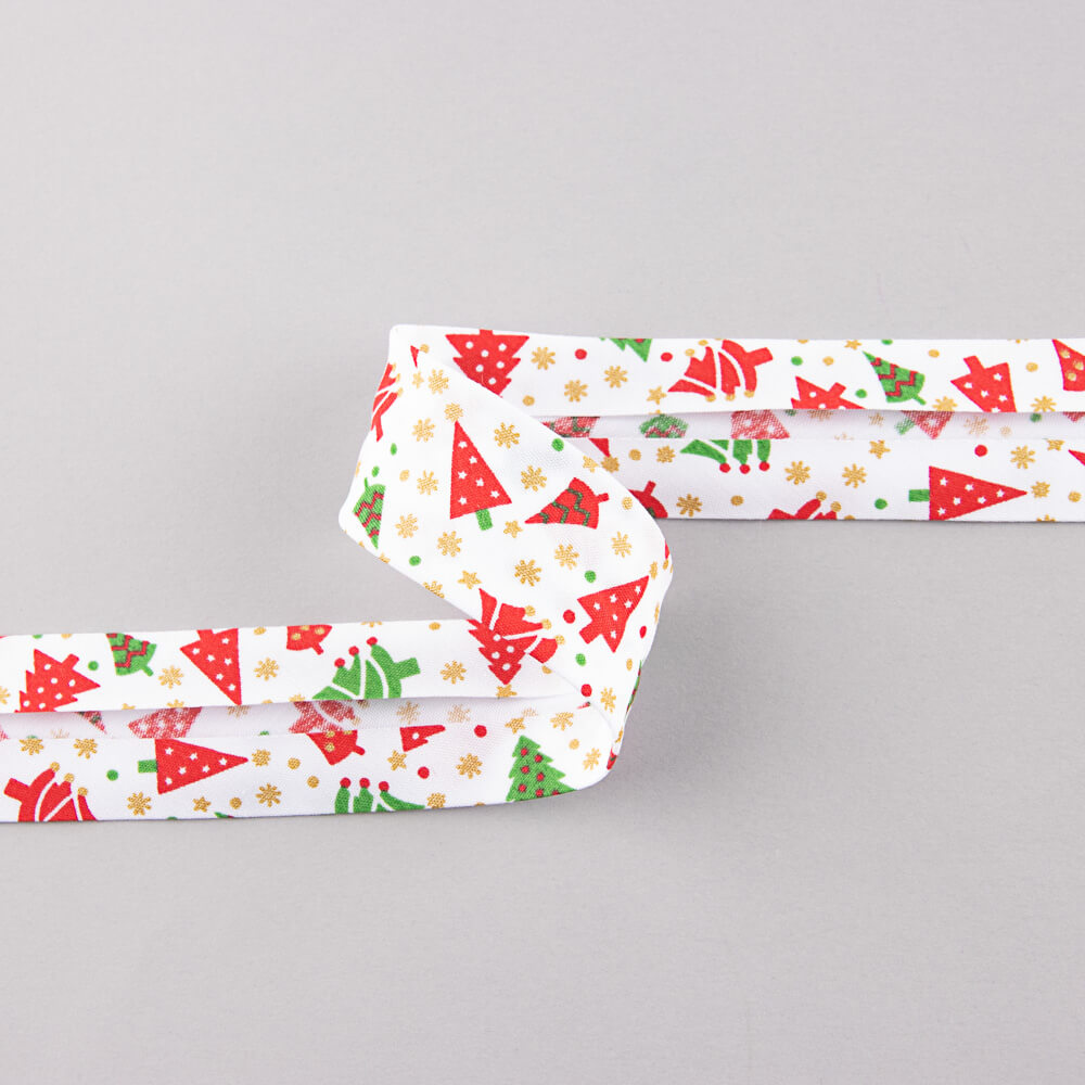 Bias Tape Weihnachtsbaum Weiß 30mm - Ribes y Casals