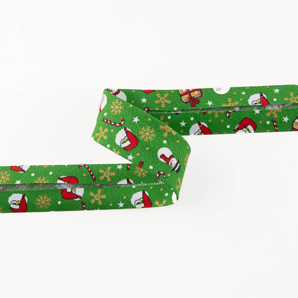 Bias Tape Weihnachtspuppen Grün 30mm - Ribes y Casals
