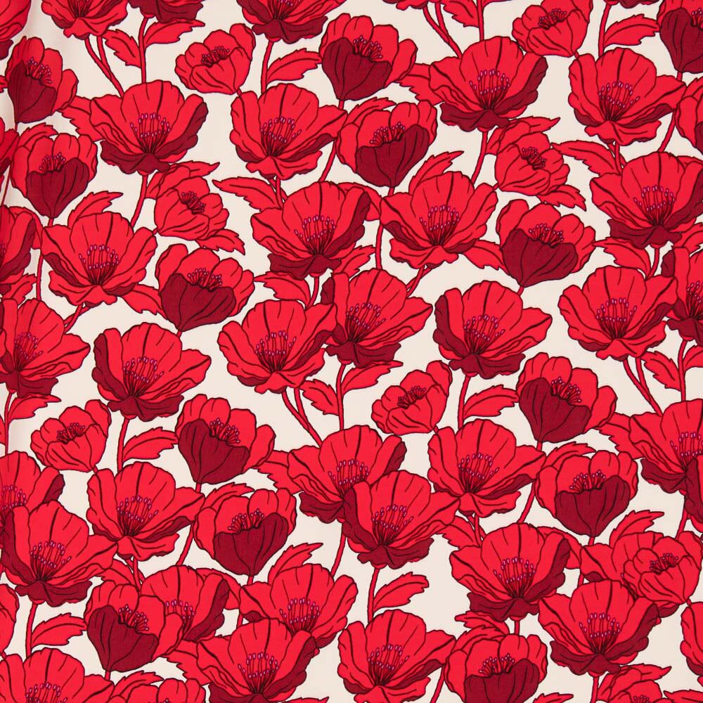 Polyester-Krepp Mohnrot - Ribes y Casals