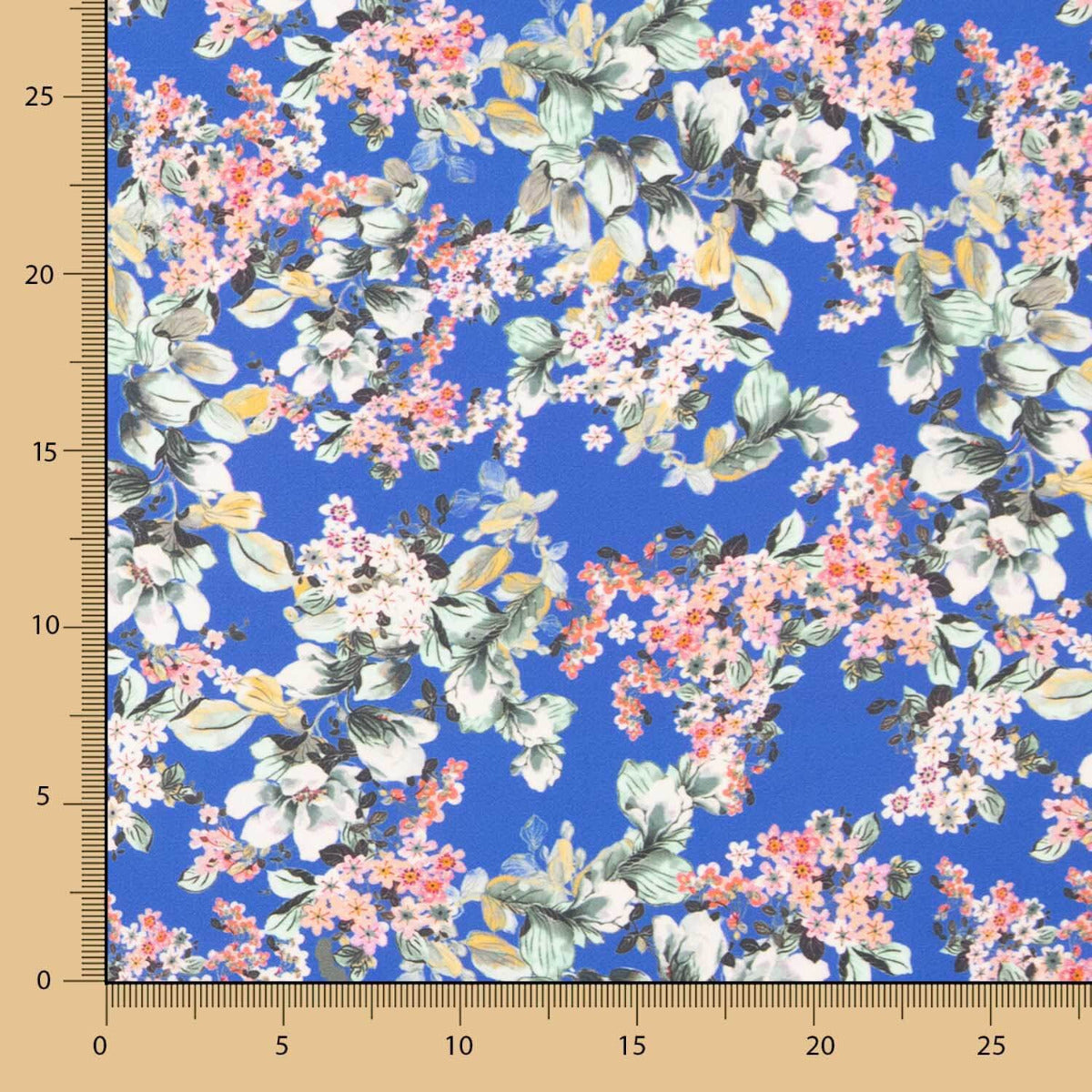 Polyester Krepp Floral Blau - Ribes y Casals