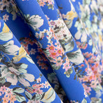 Polyester Krepp Floral Blau - Ribes y Casals