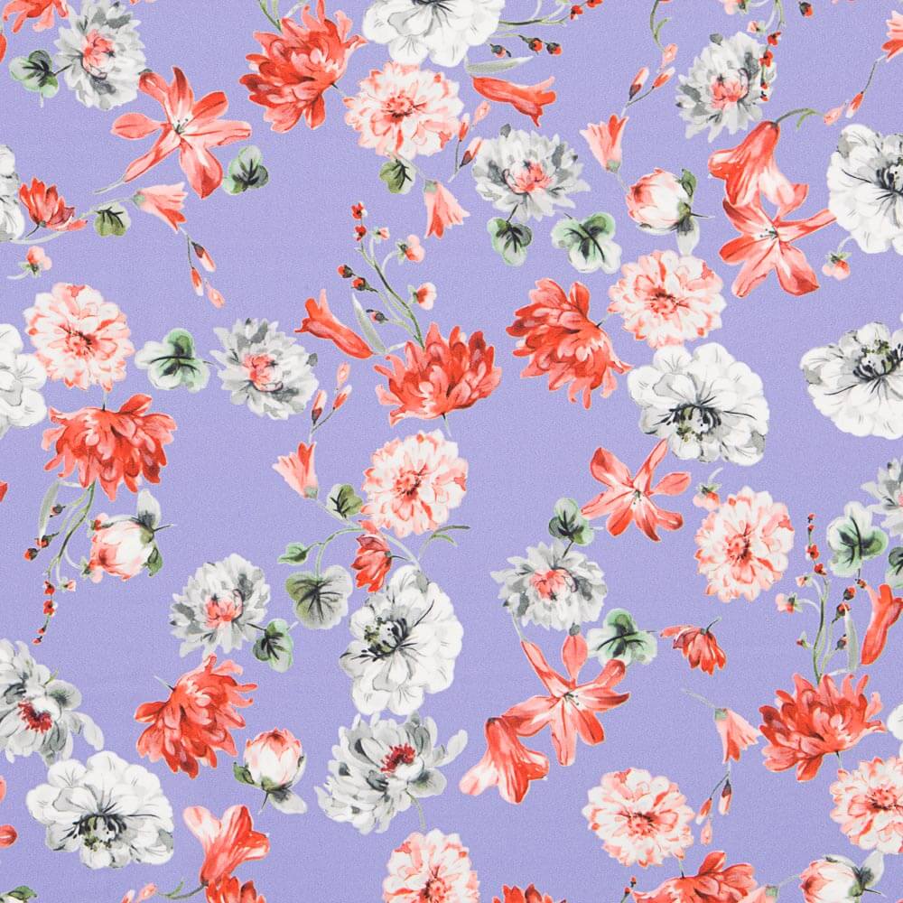 Mauve Blumen Polyester-Krepp - Ribes y Casals