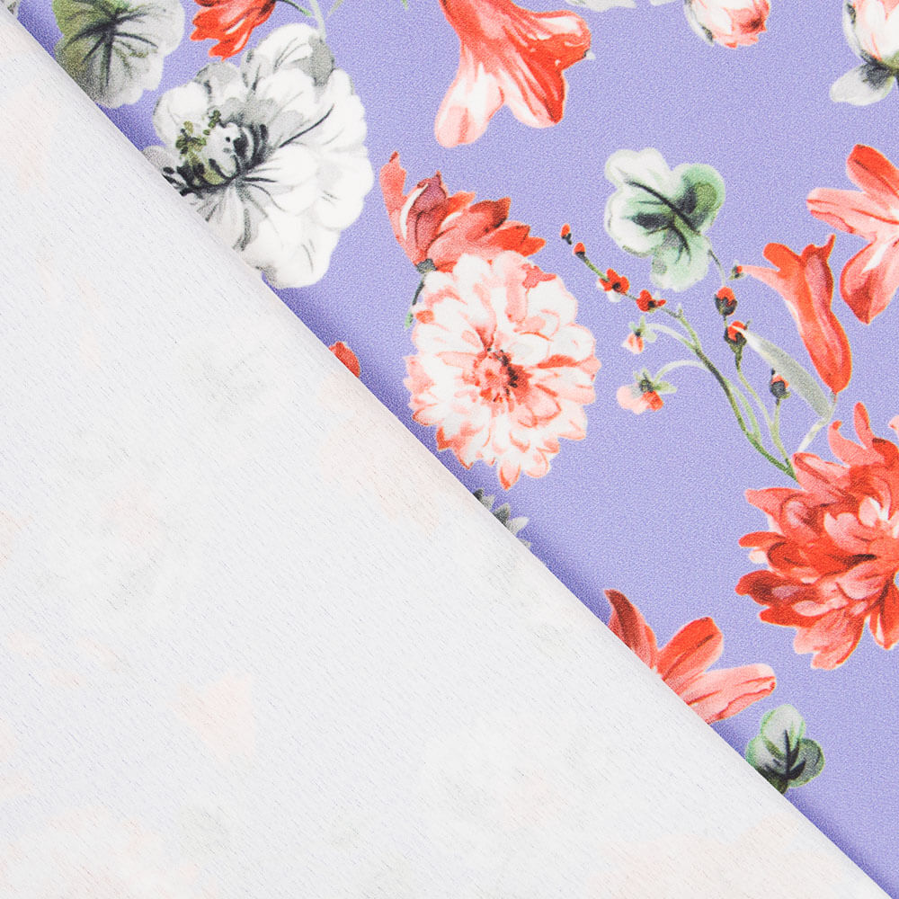 Mauve Blumen Polyester-Krepp - Ribes y Casals