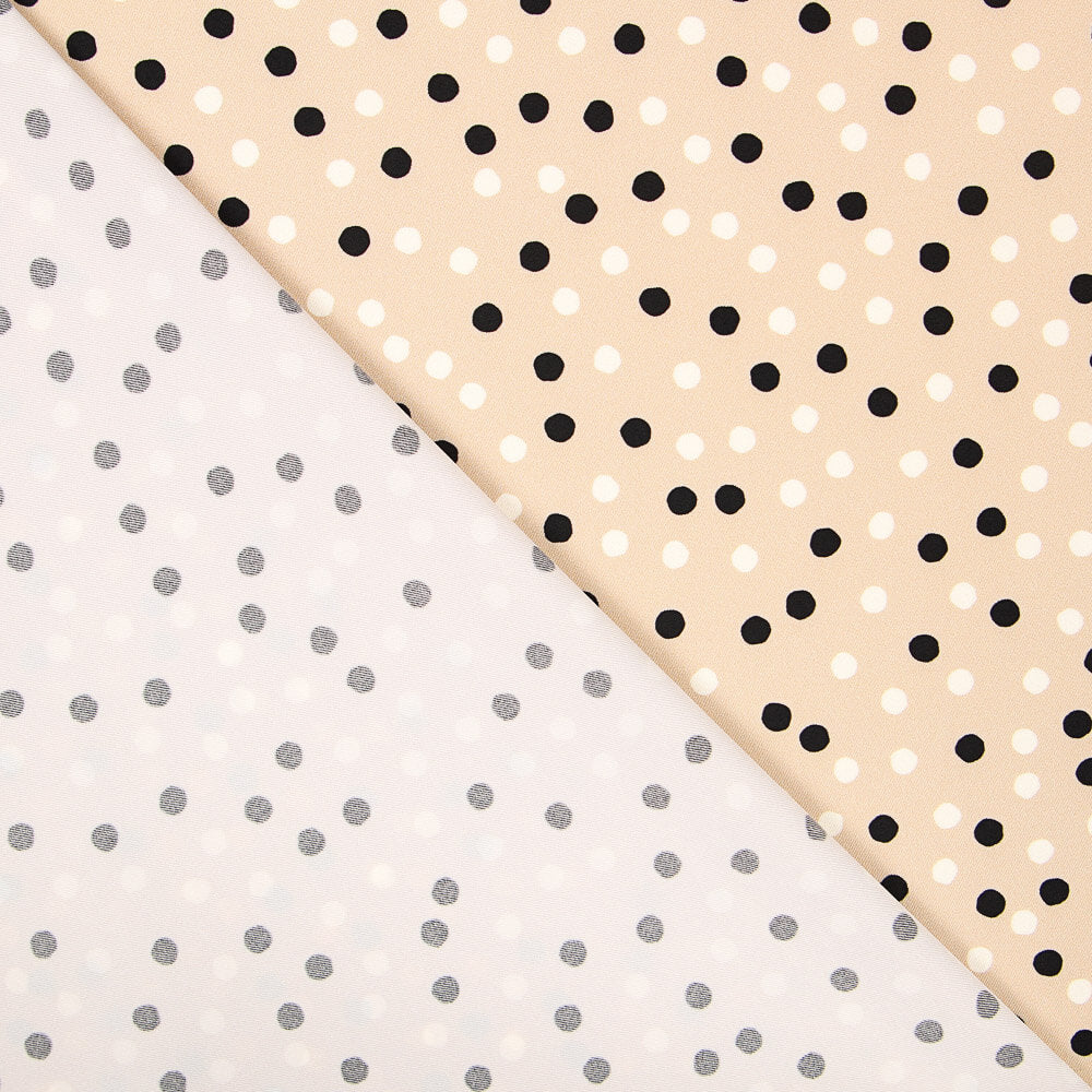 Polyester-Krepp Multi Polka Dot Sand - Ribes y Casals