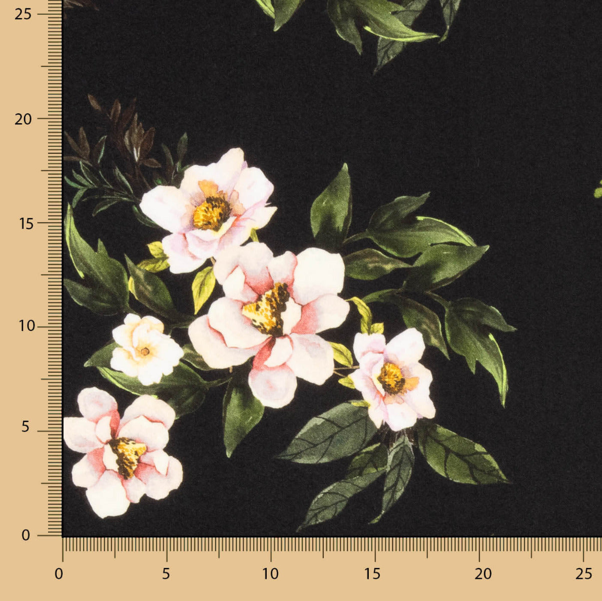 Krepp Viskose Floral Schwarz - Ribes y Casals
