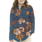 Krepp Elastisch Floral Petrol - Ribes y Casals