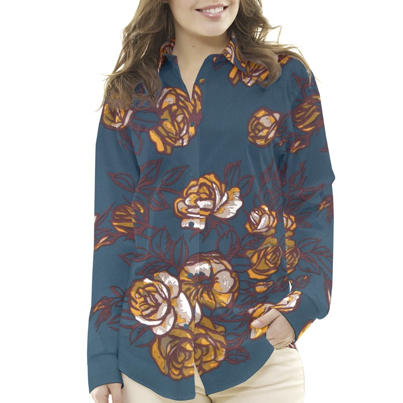 Krepp Elastisch Floral Petrol - Ribes y Casals