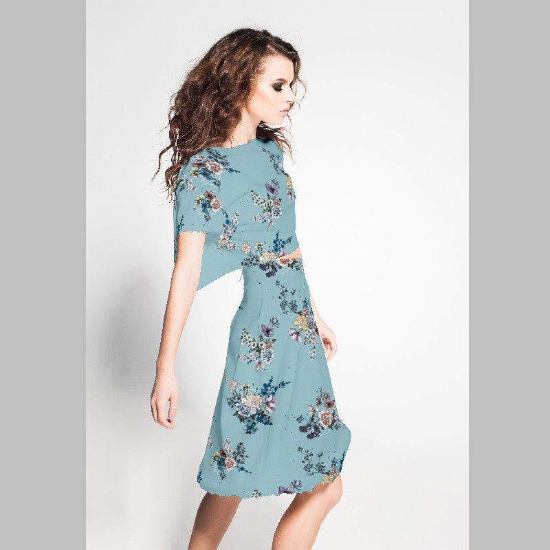 Bedruckter Kimono aus Krepp Wasser - Ribes y Casals