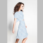 Feinkrepp Polka Dots Hellblau - Ribes y Casals