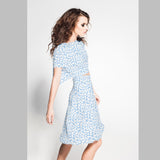 Feinkrepp Polka Dots Hellblau - Ribes y Casals