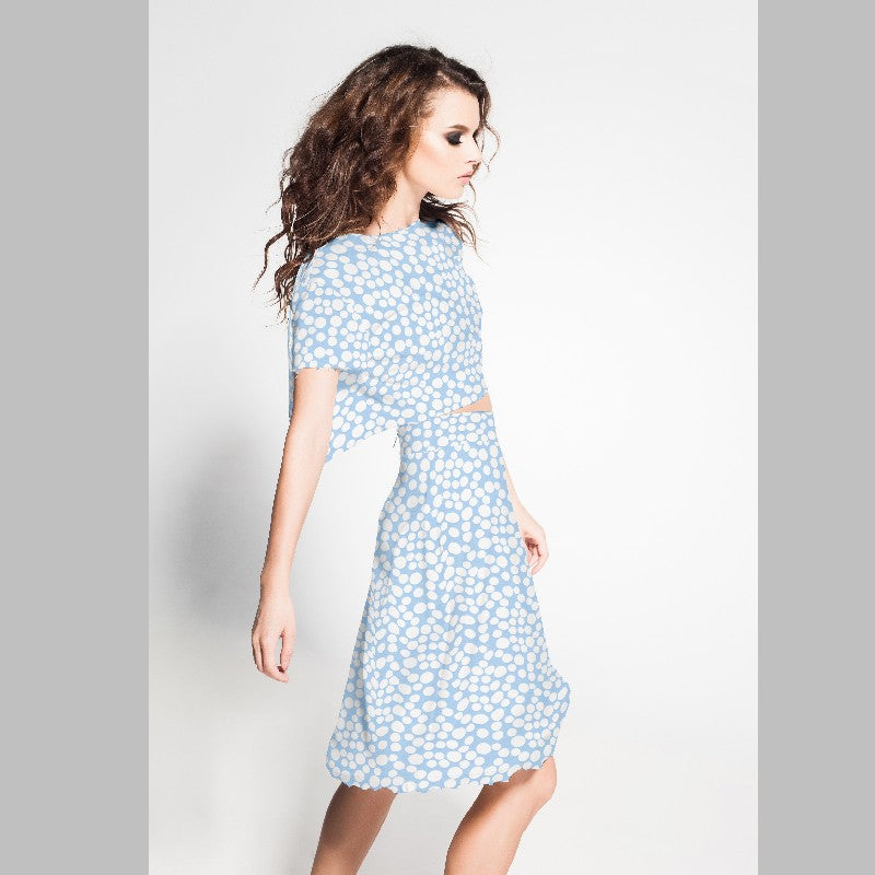Feinkrepp Polka Dots Hellblau - Ribes y Casals