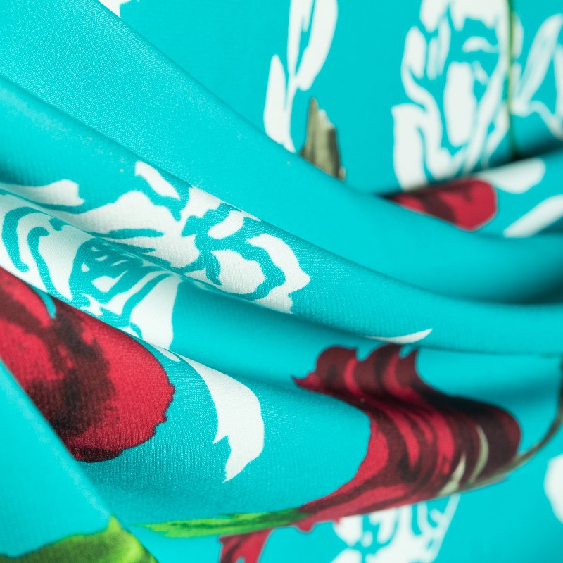Aquamarin Flamenco Blumen Krepp - Ribes y Casals
