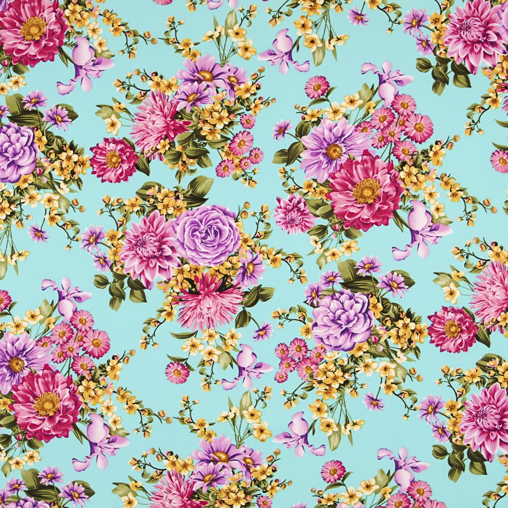 Wassergrüner Blumenkrepp - Ribes y Casals