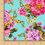 Wassergrüner Blumenkrepp - Ribes y Casals