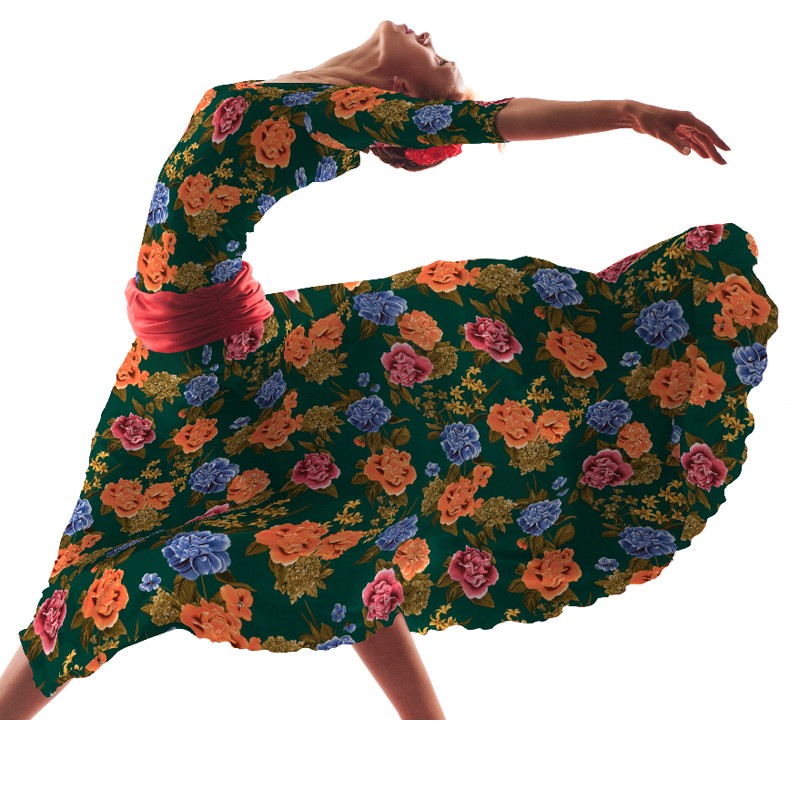 Smaragd Flamenco Blumen Krepp - Ribes y Casals