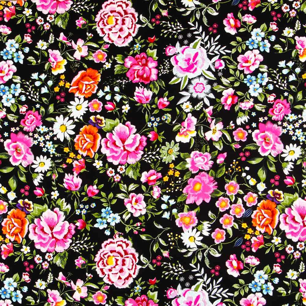 Krepp Flores Manila Schwarz - Ribes y Casals