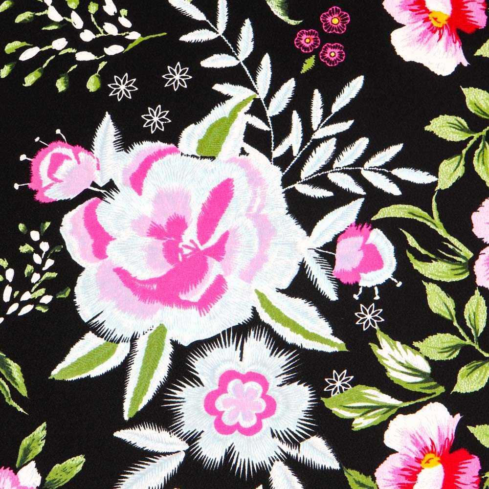 Krepp Flores Manila Schwarz - Ribes y Casals