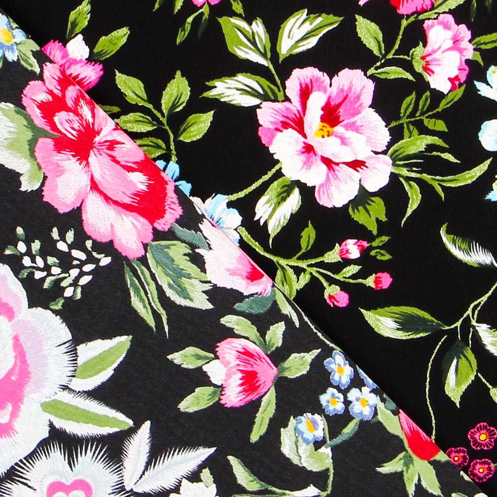 Krepp Flores Manila Schwarz - Ribes y Casals