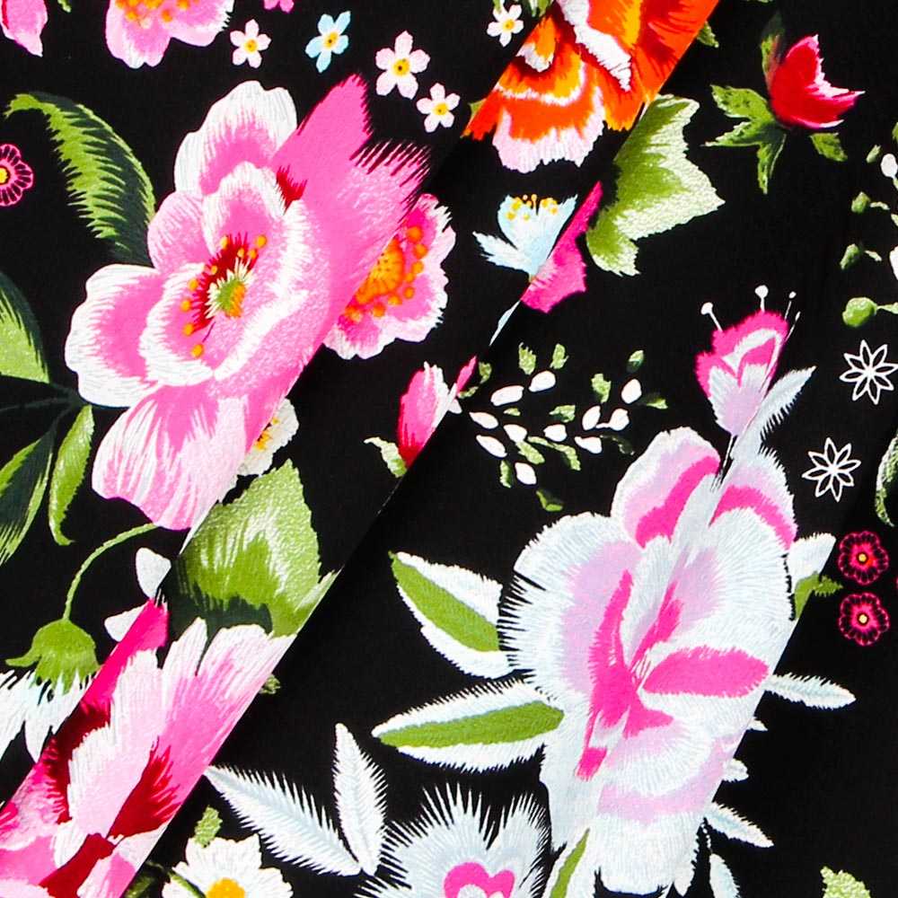 Krepp Flores Manila Schwarz - Ribes y Casals