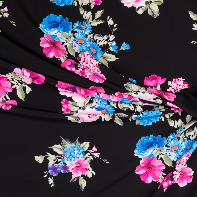 Schwarzer Frühlingsblumen-Krepp - Ribes y Casals