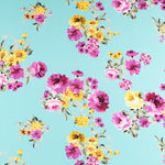 Frühlingsblumen Krepp Helltürkis - Ribes y Casals