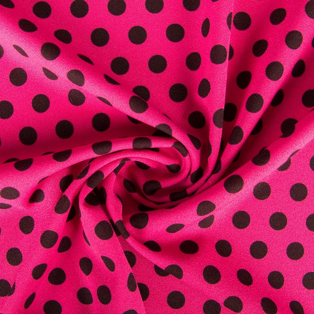 Crêpe Gruesa Polka Dots Fuscia - Ribes y Casals