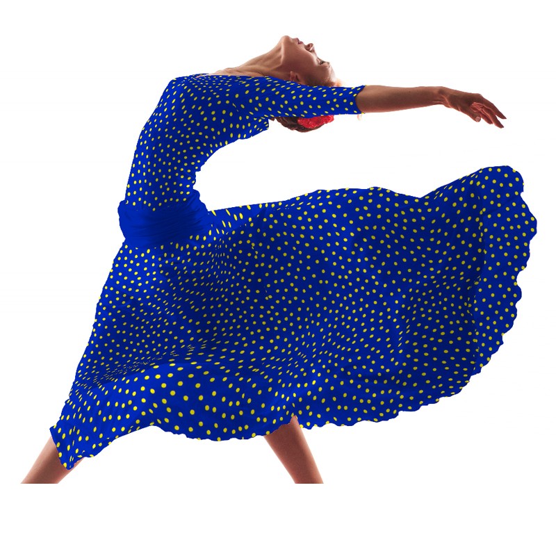 Krepp-Polka-Dots Gelb 7mm Blau - Ribes y Casals