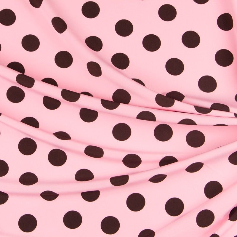 Krepp-Polka-Dots Braun 35mm Rosa - Ribes y Casals