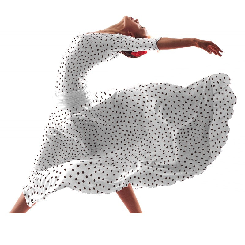 Krepp-Polka-Dots Braun 7mm Ecru - Ribes y Casals
