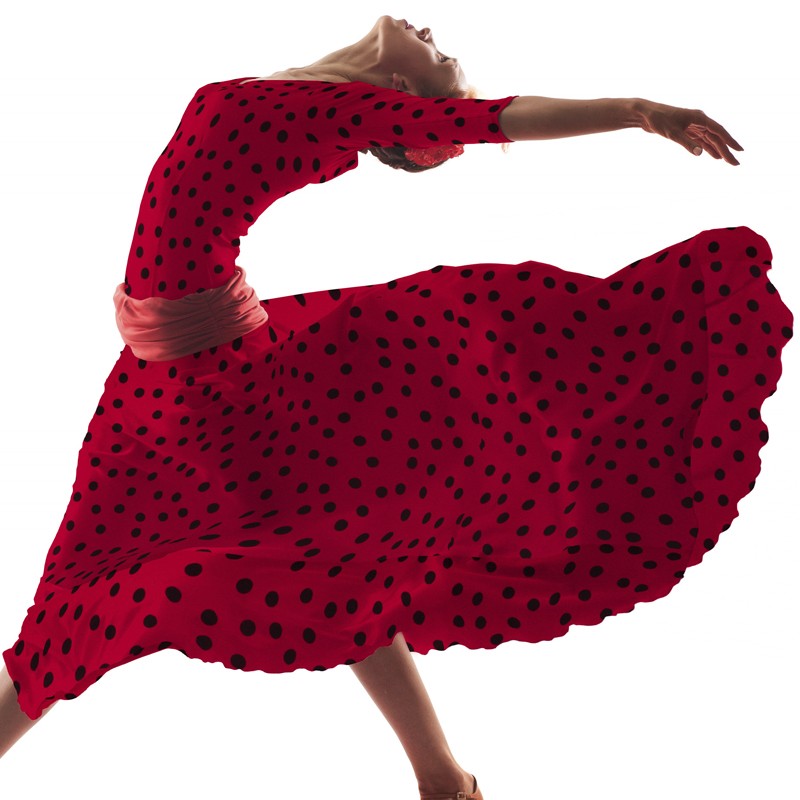 Reststück Crêpe mit schwarzen Punkten 17 mm und roten Punkten – verschiedene Längen x Breite 150 cm - Ribes y Casals