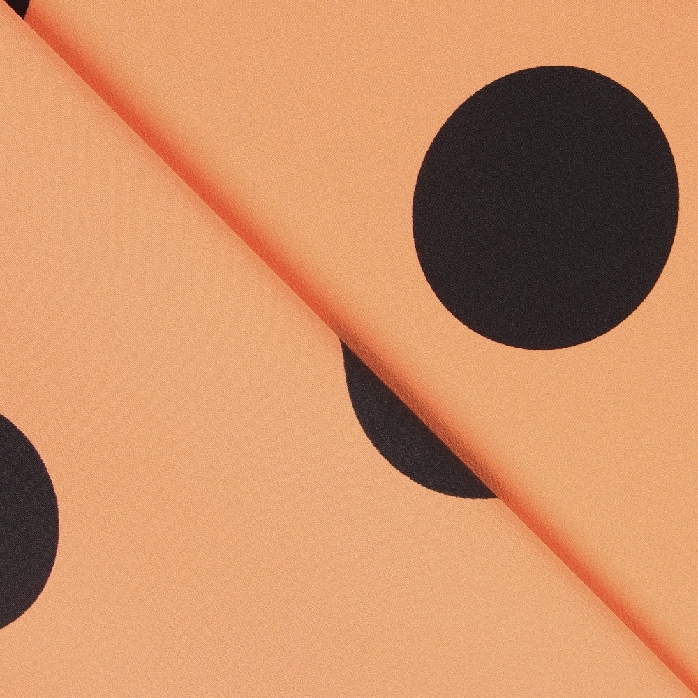 Crepe Polka Dots Schwarz 33mm Tangerine - Ribes y Casals
