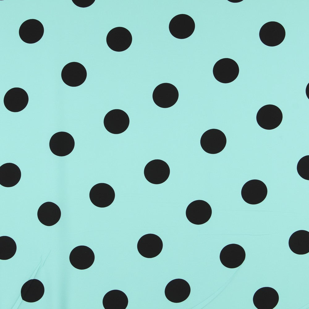 Crepe Polka Dots Schwarz 33mm Türkis - Ribes y Casals
