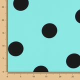 Crepe Polka Dots Schwarz 33mm Türkis - Ribes y Casals