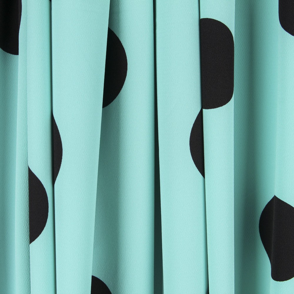 Crepe Polka Dots Schwarz 33mm Türkis - Ribes y Casals