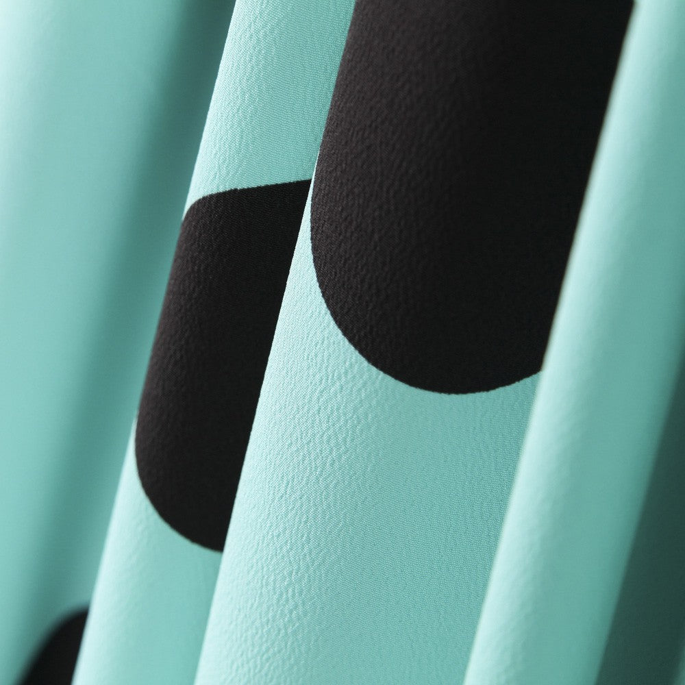 Crepe Polka Dots Schwarz 33mm Türkis - Ribes y Casals