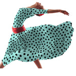 Crepe Polka Dots Schwarz 33mm Aqua Grün - Ribes y Casals