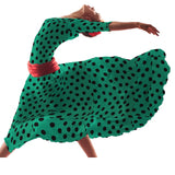 Crepe Polka Dots Schwarz 33mm Grün - Ribes y Casals